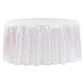 120 Round Sequin Tablecloth - Iridescent White