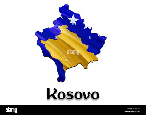 Flag Map of Kosovo. 3D rendering Kosovo map and flag. The national ...