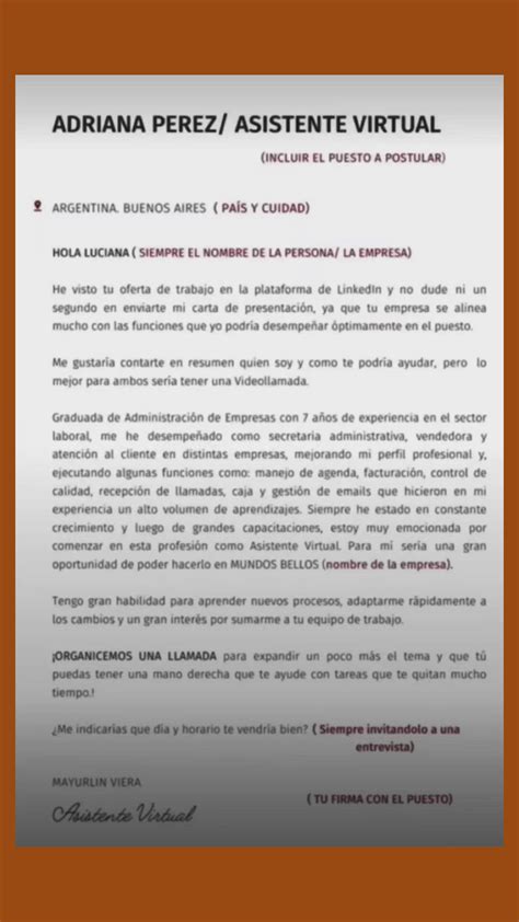 Carta de presentación para Asistente Virtual en 2022 | Carta de presentación, Cartas, Presentaciones