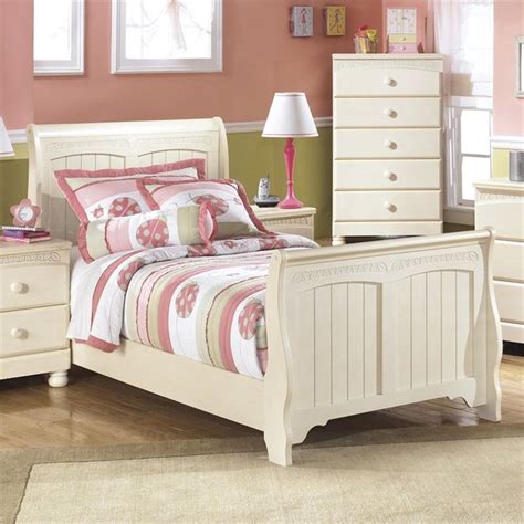 Ashley Cottage Retreat Wood Twin Sleigh Bed in Cream | Twin bedroom sets, Girls bedroom ...