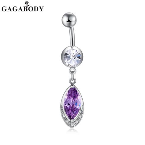 GAGA 2017 Fashion Purple Belly Button Ring Stainless Steel Body ...