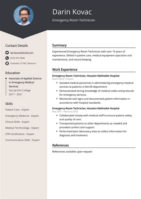 Emergency Room Technician Resume Example for 2023 (Skills & Templates)