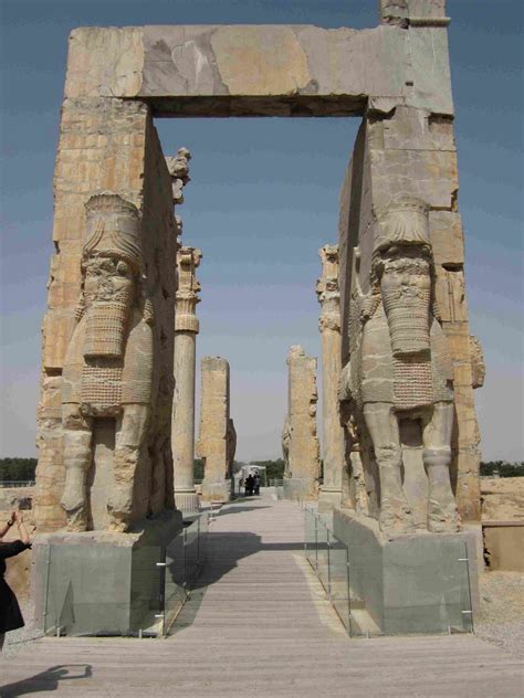 The entrance to the ancient city of Persepolis in Iran. Persepolis came ...