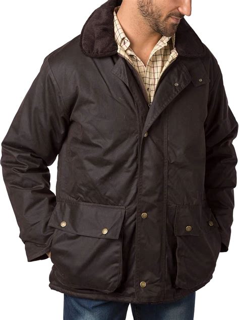 Rydale Men's Stamford Antique Waxed Cotton Jacket Country Coat for Walking, Shooting British ...