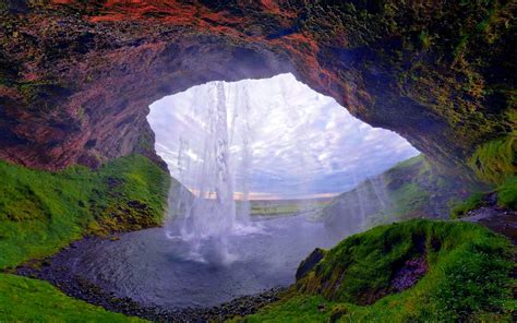 Underwater Waterfall Iceland | HD Cave Waterfalls Wallpaper | Country gardens | Pinterest