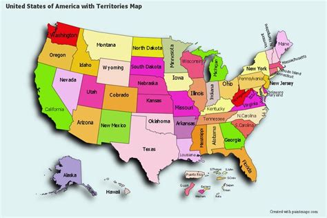 Estados Unidos De America Con Territorios Mapa En Blanco. Coloque sus ...