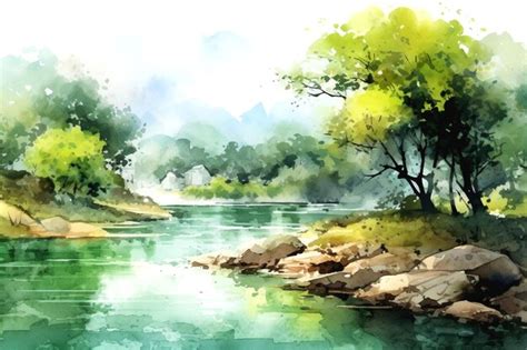 Premium Photo | Illustration of river