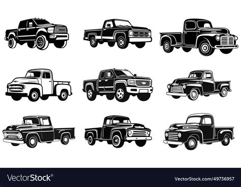 Pick up truck silhouette Royalty Free Vector Image