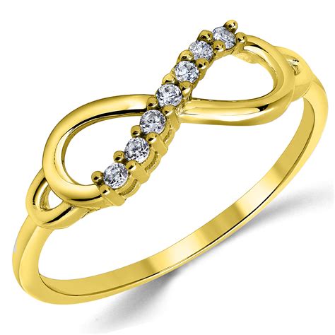 14K Solid Yellow Gold CZ Cubic Zirconia Infinity Ring Band | eBay