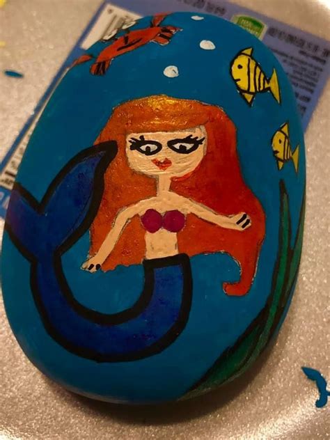 Little Mermaid | Pebble painting, Painted rocks, Rock art