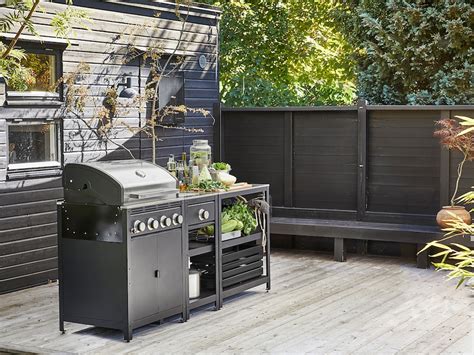 GRILLSKÄR outdoor kitchen, gas grill/side burner/stainless steel, 811 ...