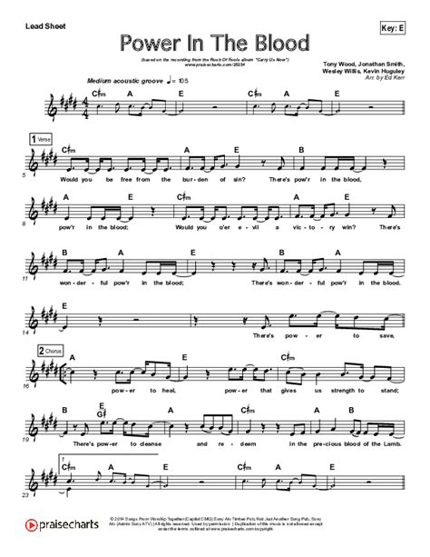 Power In The Blood Sheet Music PDF (Rush Of Fools) - PraiseCharts