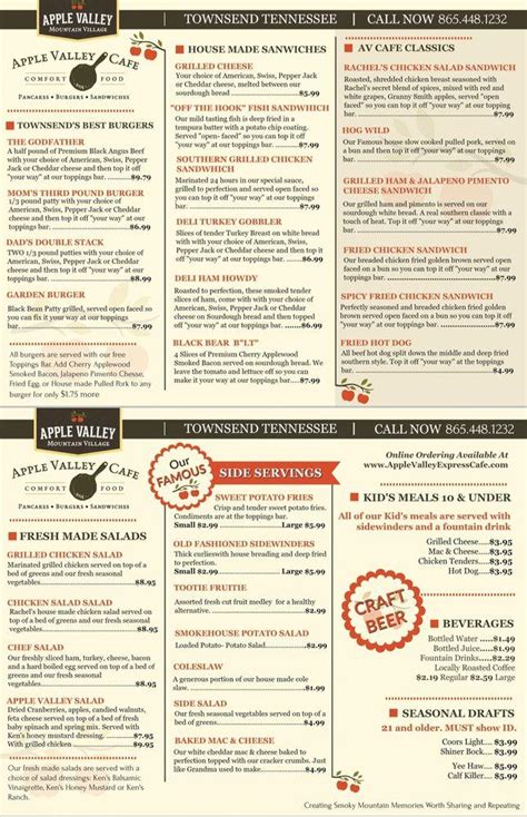 Menu at Apple Valley Cafe Express, Townsend