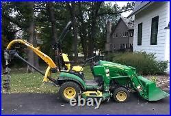 JOHN DEERE 1025R 4WD LDR WITH SNOW PLOW, 60D Mower Deck, 120R Loader and Post Ho | Mowers & Tractors