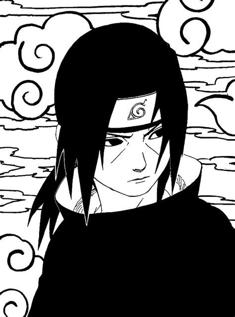 Itachi Uchiha Black And White Outline