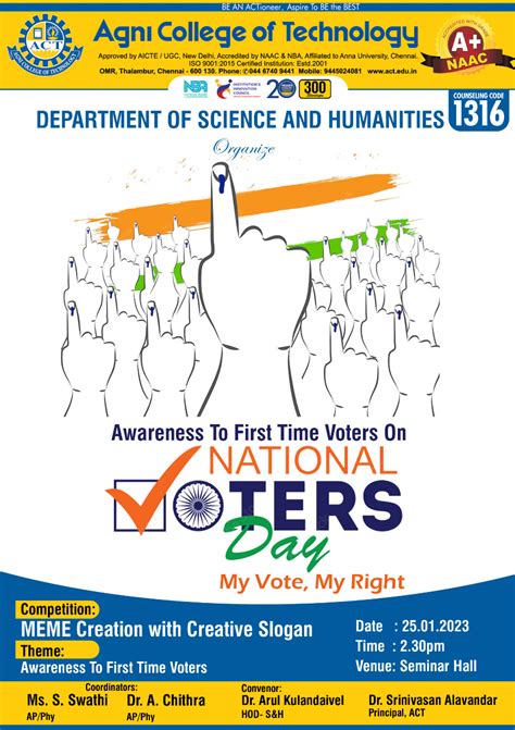 Awareness to First Time Voters on National Voters Day - Agni College