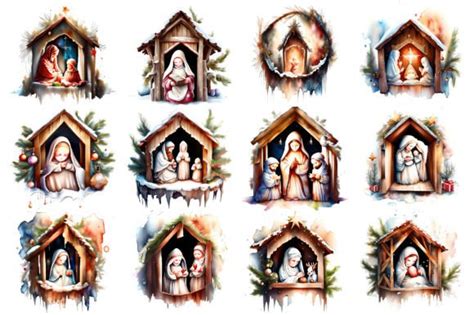 Christmas Nativity Scene Watercolor Graphic by BDB_Graphics · Creative ...