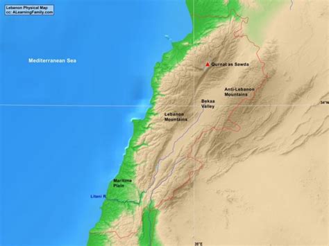 Lebanon Physical Map - A Learning Family