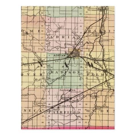 Map of Lenawee County, Michigan Postcard | Zazzle