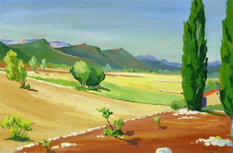 Unknown - Vintage French Gouache Landscape - Provence at 1stDibs ...