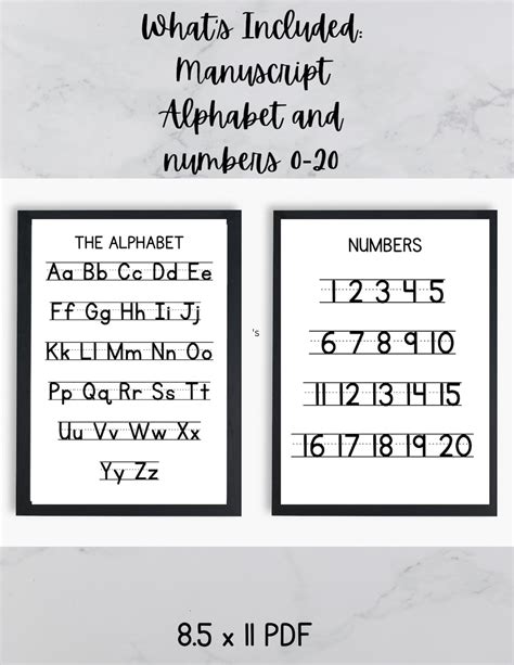 Alphabet Poster, Manuscript, Handwriting Chart, Homeschool, Classroom ...