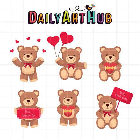 Valentine Teddy Bear Clip Art Set – Daily Art Hub // Graphics, Alphabets & SVG