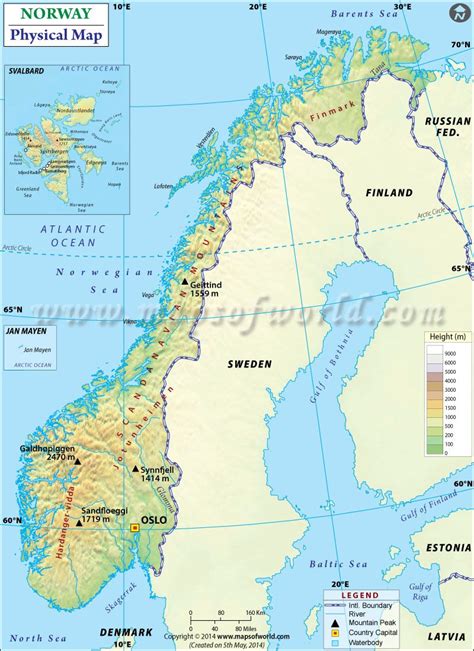 Physical Map of Norway Sea Map, Bullet Journal 2, Physical Map ...