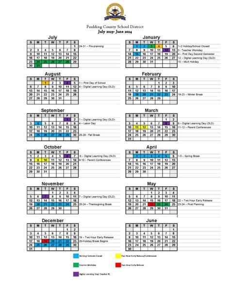 Paulding County School District Calendar Holidays 2023-2024