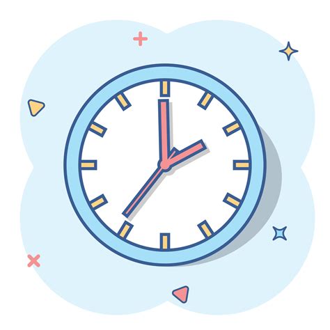 Cartoon clock timer icon in comic style. Time sign illustration pictogram. Watch splash business ...