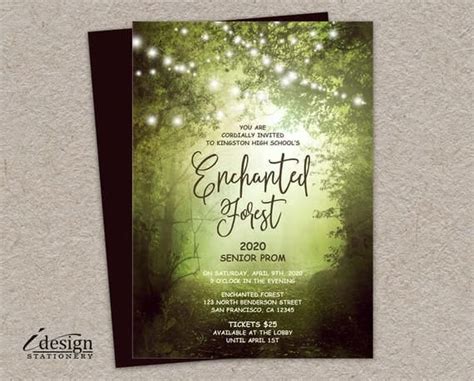 Enchanted Forest Prom Invitation With String Lights