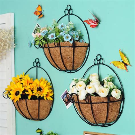 Aliexpress.com : Buy New Metal Hanging Basket Wall Flower Pot Decorative Metal Wall Hanging Vase ...