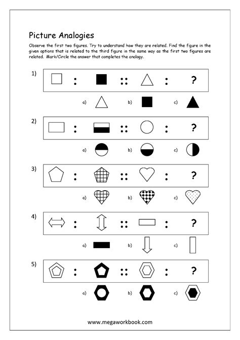 Free Printable Picture Analogy Worksheets - Logical Reasoning - MegaWorkbook