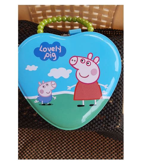 PieceOfPassion | Peppa Pig | Metal Money Bank with Lock & Handle Coin Bank | Heart Shape | Pink ...