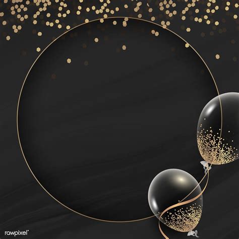 Golden round balloons frame design vector | free image by rawpixel.com ...