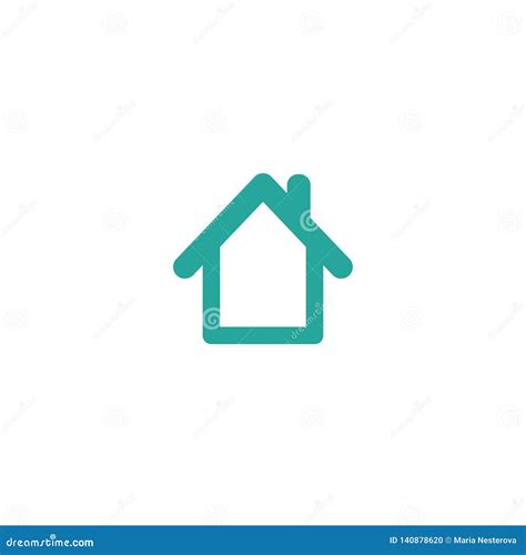 Flat Blue Outline Home Icon. Simple Silhouette of the House with Roof ...