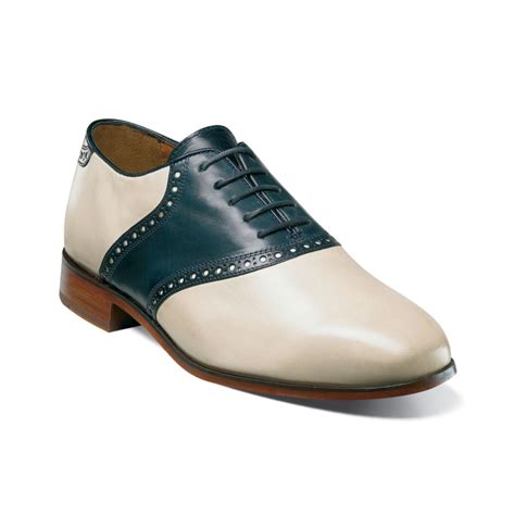 Florsheim Markham Saddle Lace Up Shoes in Beige for Men (bone w/ navy) | Lyst