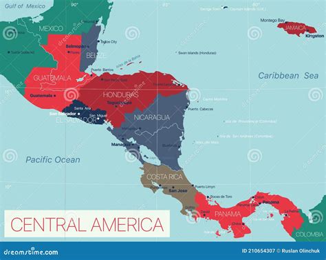 Centroamérica Mapa Editable Detallado Ilustración del Vector - Ilustración de méxico, jamaica ...