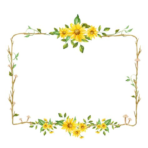 Yellow Rectangle Flower Frame 21216389 PNG