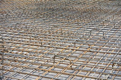 Steel reinforcement bar at the construction site to form steel ...