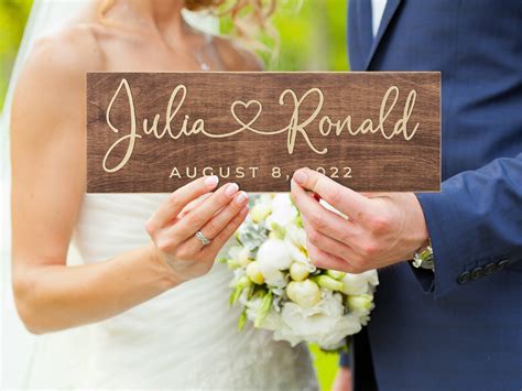 Personalized Wedding Sign, Custom Wood Sign Engraved w/Names, 15''x6 ...