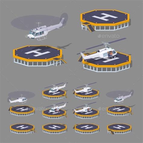 Low Poly Heli Pad Vector Illustration