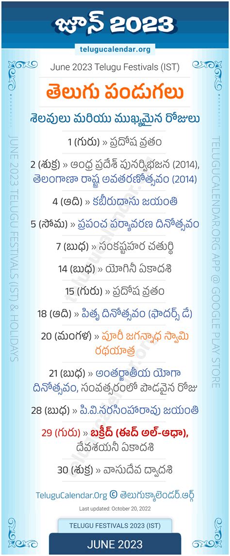 Telugu Festivals 2023 June PDF Download