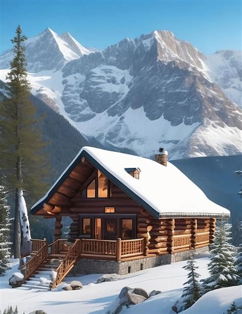 Premium AI Image | Mountain winter cabin