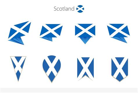 Scotland national flag collection, eight versions of Scotland vector ...