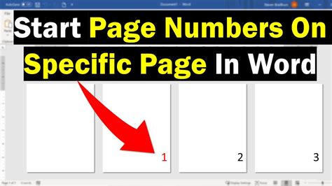 Page Numbers Starting From A Specific Page In Word - YouTube