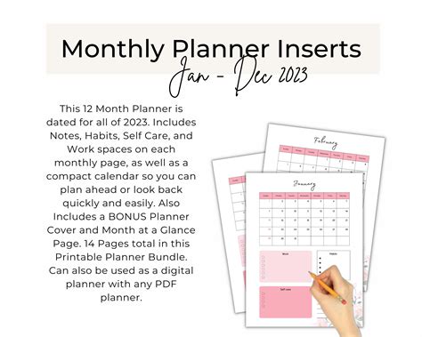 12 Month Planner Printable Monthly Planner Digital Planner - Etsy