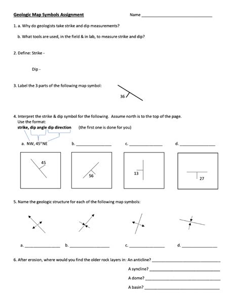 Solved Geologic Map Symbols Assignment Name 1. a. Why do | Chegg.com