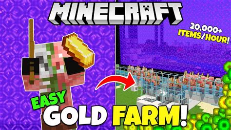 NEW GOLD FARM Tutorial! 20,000 Items/Hour! Minecraft Bedrock (MCPE Xbox ...