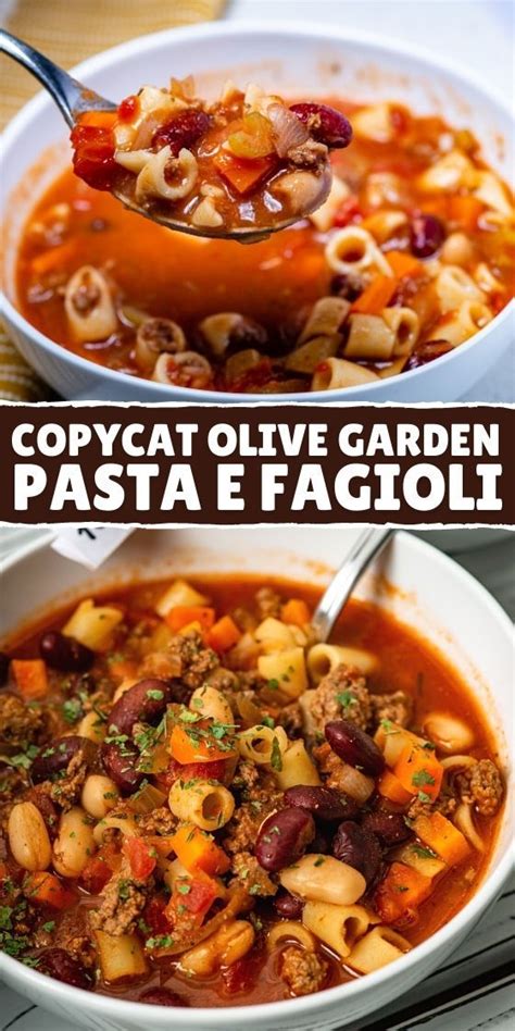 Copycat Olive Garden Pasta e Fagioli | Hearty soup recipes, Easy soup recipes, Homemade soup recipe