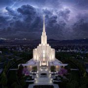 Oquirrh Mountain Temple Grassy Morning - LDS Temple Pictures